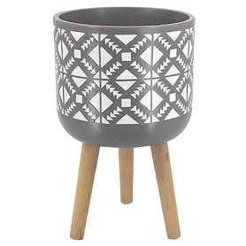 Pot wooden Legs -Grey/white 22