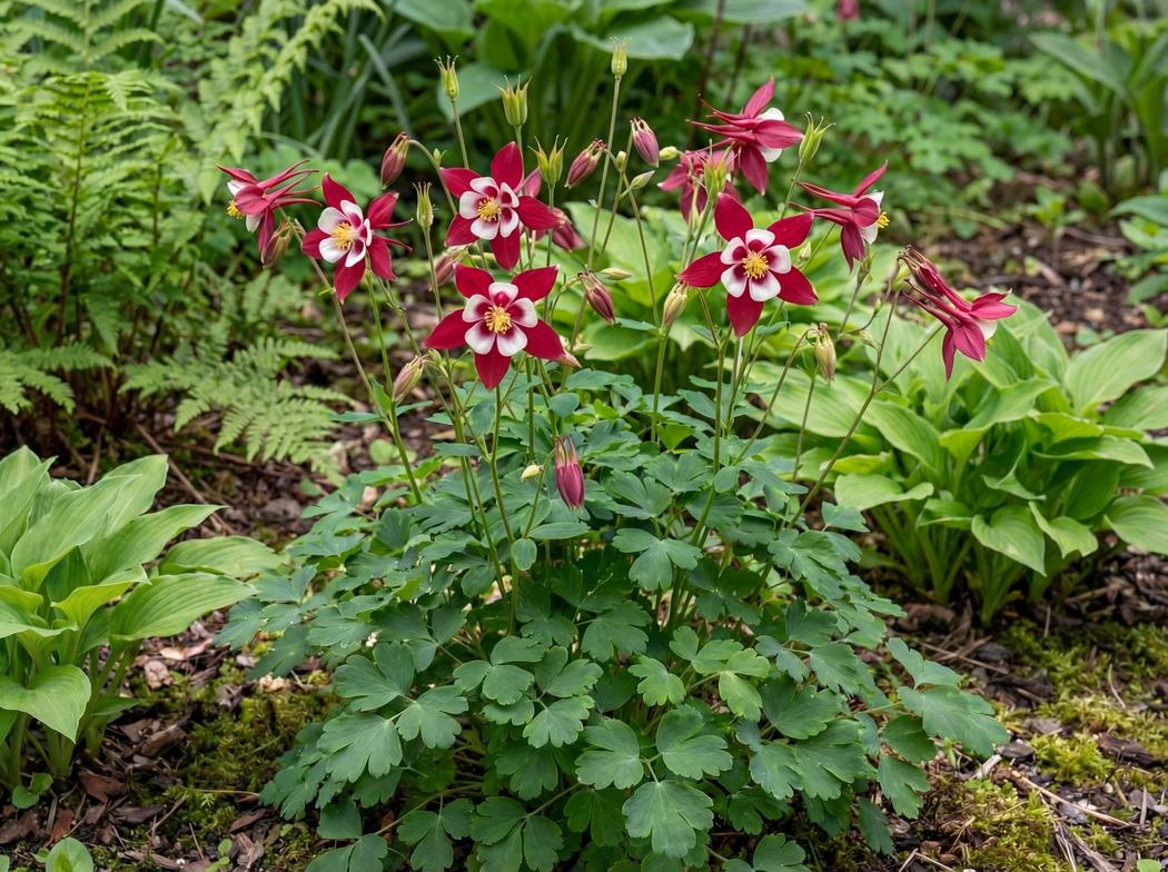 Aquilegia caerulea Kirigami Red and White